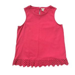 J.Crew Red Sleeveless Eyelet Hem Detail Top Women's Size S